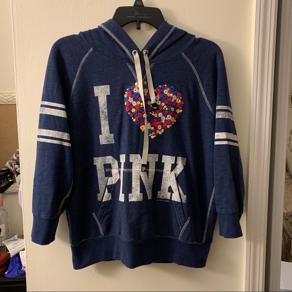PINK navy blue hoodie